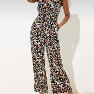 Loft Lily Ruffle Front Tie Jumpsuit